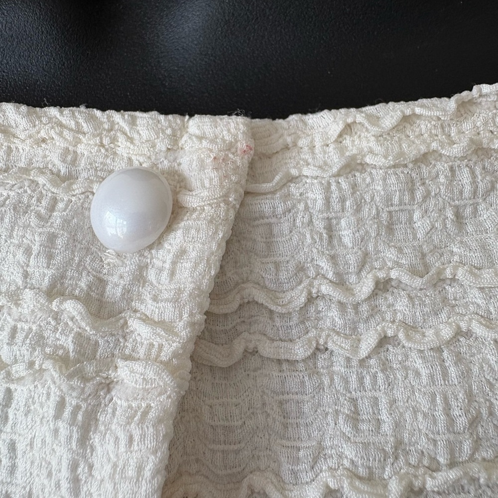 Cream Ruched Square Neck Button Front Top - Picture 6 of 6